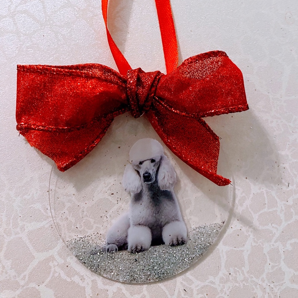 Red Bow Poodle Dog Ornament